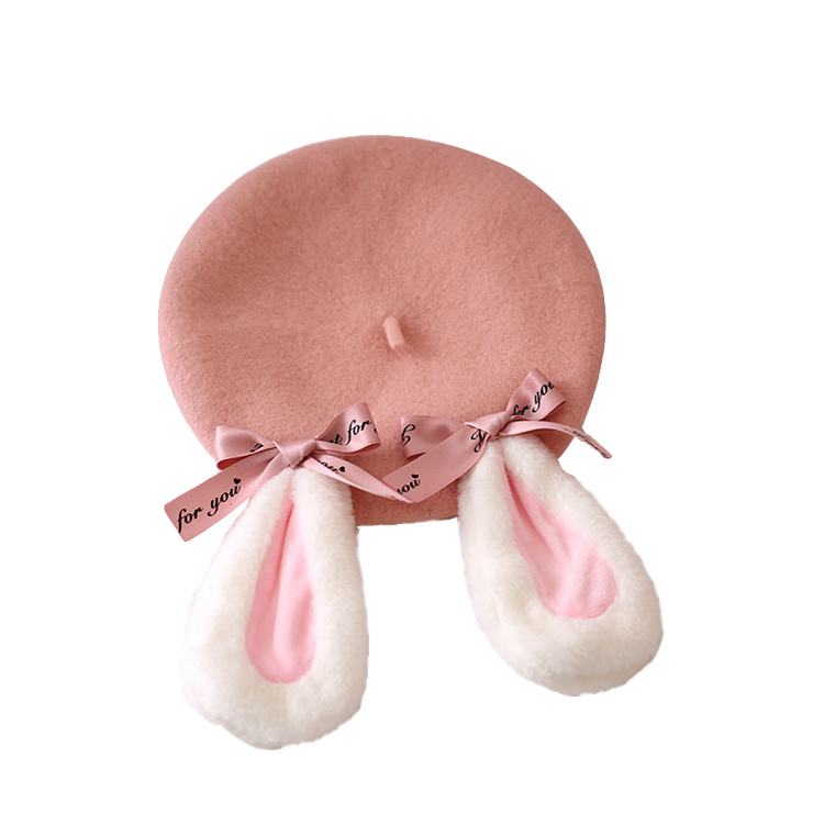 2 Options of Cute Lolita Plush Droopy-Eared Bunny Berets