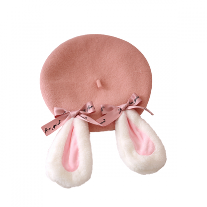 2 Options of Cute Lolita Plush Droopy-Eared Bunny Berets