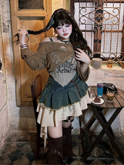 Plus Size Coffee Butterfly Print Y2K Fashion Cami Top