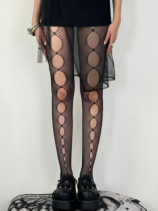 Black/White/Red Cut-out Design Tights