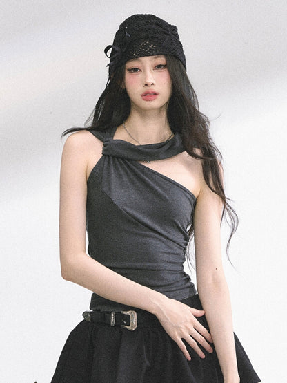 Gray Slim-fitting T-shirt Two Ways Wear