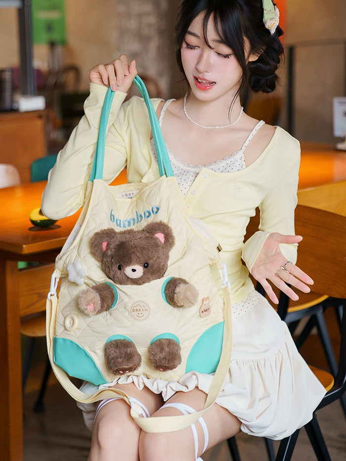 Yellow&Green Cut-out Design Crossbody Bag