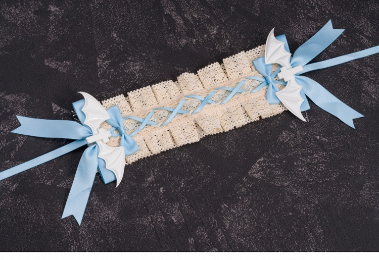 Crosses and Wings Blue and White Bowknots Hairband