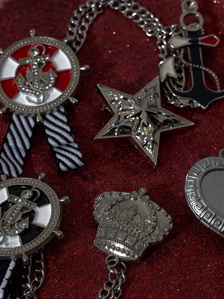 Punk Rock Distressed Design Graphic/Metal Badge Set