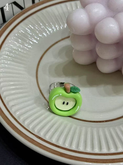 4 Options Green Apple Necklace/Ear Clips/Ring