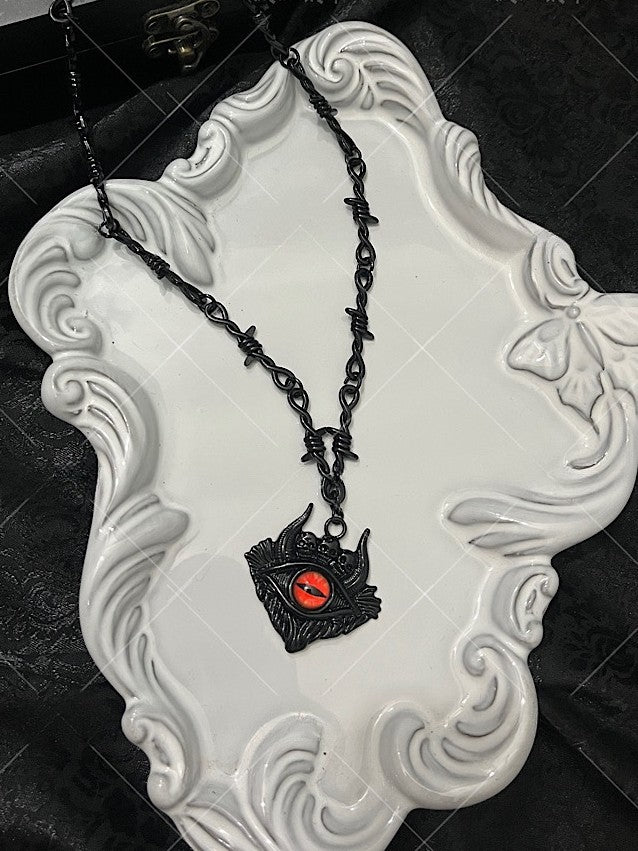 Red/Blue/Yellow/Orange Punk Rock Gothic Demon Eye Thorn Necklace