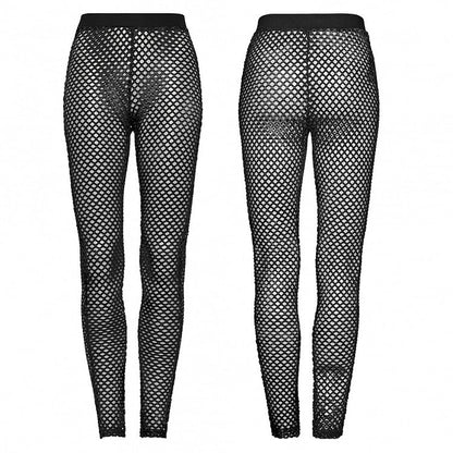 Black Punk Tie-dyed Mesh Leggings