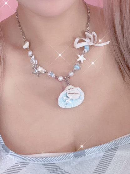 Blue Y2K Star Shell Necklace