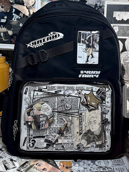 Star Decoration Black Large Capacity Unisex Daily Ita Backpack