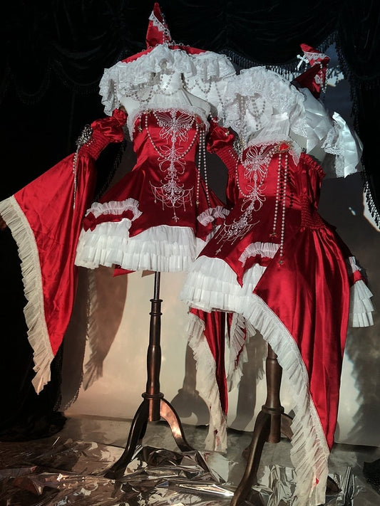 Red Cross Illusion Halter Neck Witch Lolita Backless Dress Gothic JSK Halloween Outfit