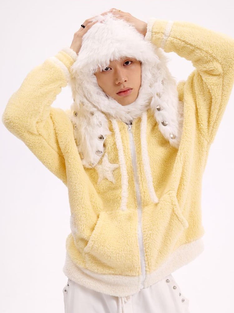 Black/White Studded Bunny Ear Hat