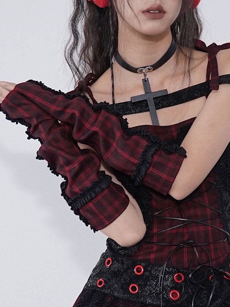 Red and Black Plaid Punk Rock Sleeves