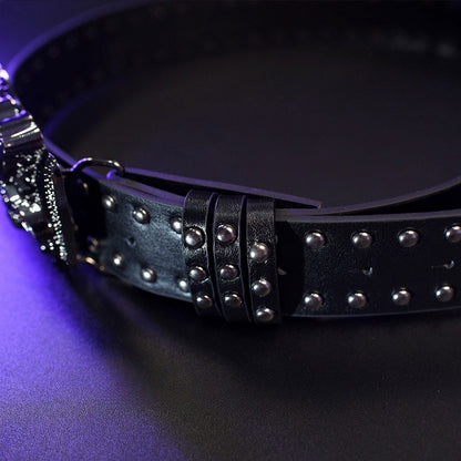 White/Black Gothic Studs Details Skeleton Hand Waist Belt