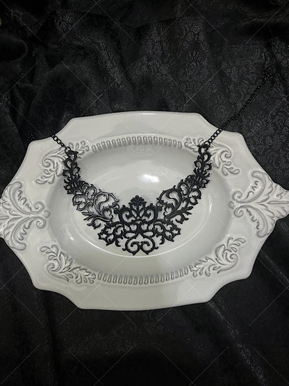 Gothic Black Choker / Butterfly Earrings