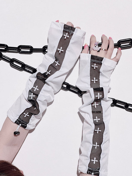Gothic Crosses White Sleeves