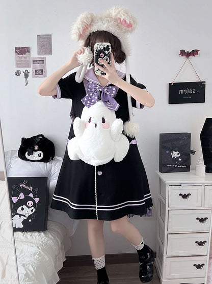 White Ghost Shaped Plush Backpack Large Size