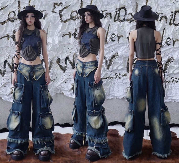 Punk Star Design Dark Grey Sleeveless Top