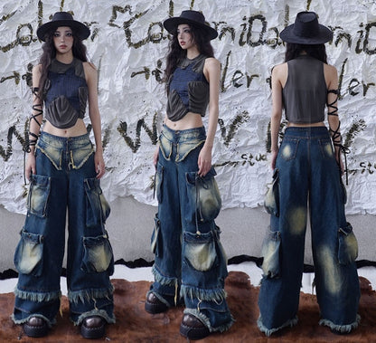 Punk Star Design Dark Grey Sleeveless Top