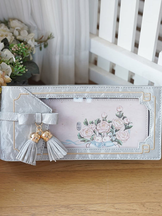 Silver PU Floral Pattern Cheongsam Style Ita Bag With Bow & Fringe Accent