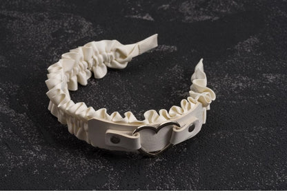 White Gothic Handmade Heart-shaped Ring PU Ruffled KC