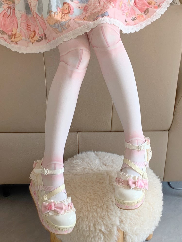 Clearance-Size 36 White Chocolate Strawberry Cake Sweet Lolita Platforms Mary Jane Shoes