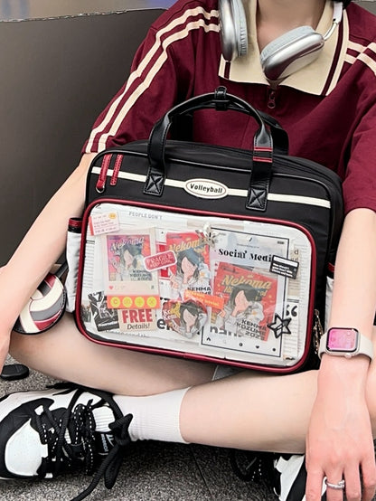 Black & Red Ita Bag with Volleyball Design Charm