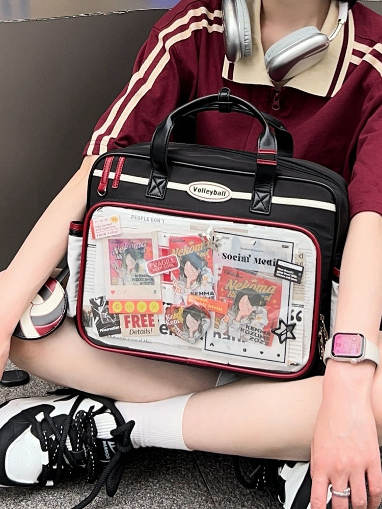 Black & Red Ita Bag with Volleyball Design Charm