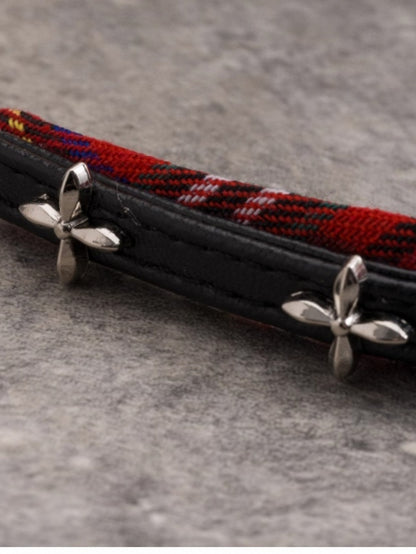 Red And Black Plaid Pattern With Chain And Guitar Charm Design KC