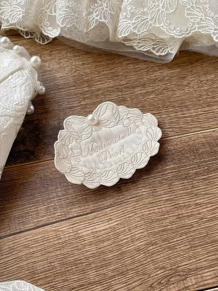 Creamy Embroidered Brooch