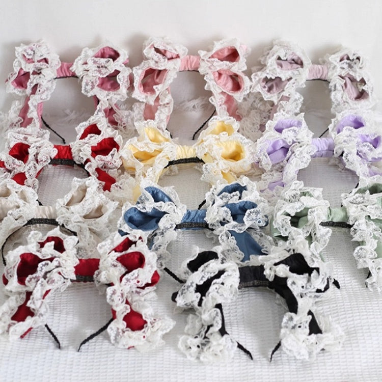 11 Colors Large - Sized Sweet Lolita Multi - layer Bowknot KC With Lace Trims