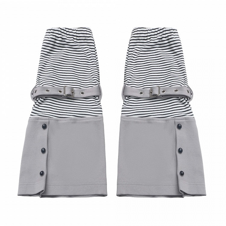 Gray Striped Pattern Buckle Strap Leg Warmers