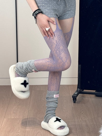 7 Color Options Hollow-out Suspender Stockings