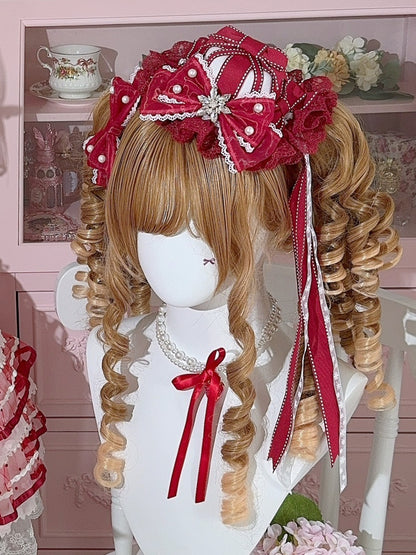 5 Color Options Beaded And Rhinestone Decorated Bowknot Details Lace Trim Mini Hat