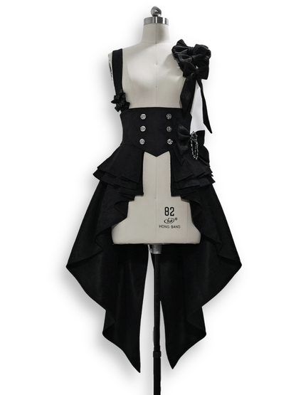 Bunny Theater Jacquard Black Train Corset with Bowknot Straps