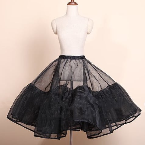 Black/White 52cm Two Layers Hem Vintage Petticoat