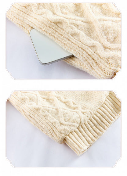 White Cozy Plush Collar Creamy Sweater Winter Cardigan