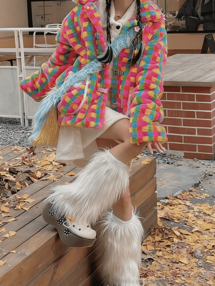 Light Gray Y2K 20CM/30CM/40CM Shaggy Leg Warmers