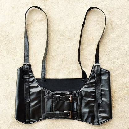 Black/Coffee/Brown/White Gothic Punk PU Corset Belt