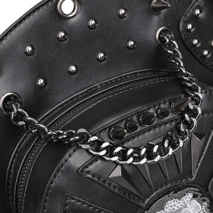 Gothic Punk Studs Skull Black Waist Bag PU Crossbody Bag
