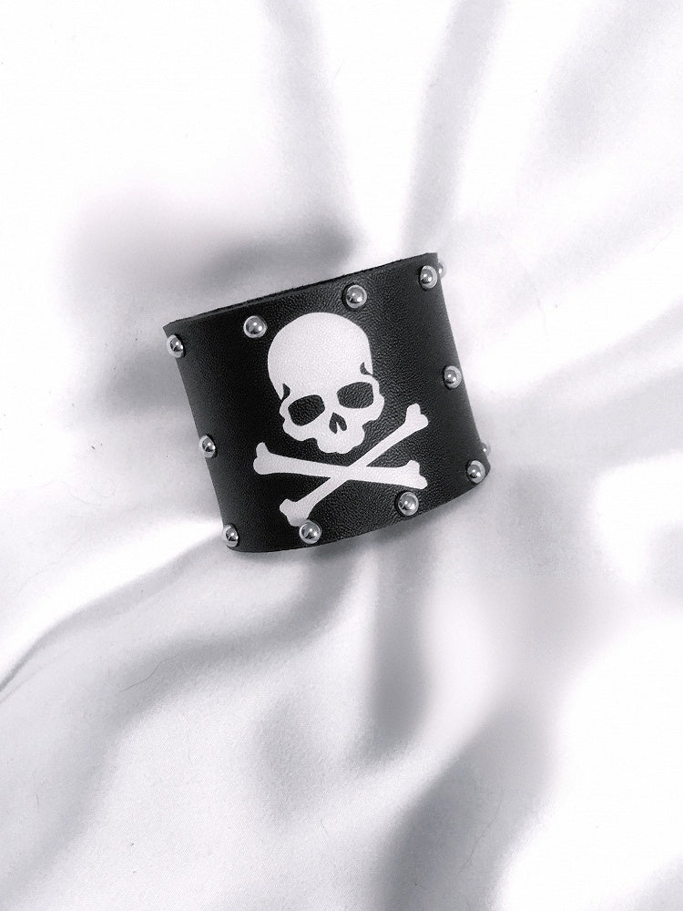 Black Skeleton PU Punk Bracelet