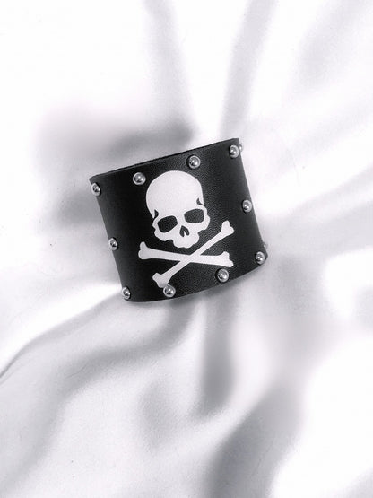 Black Skeleton PU Punk Bracelet