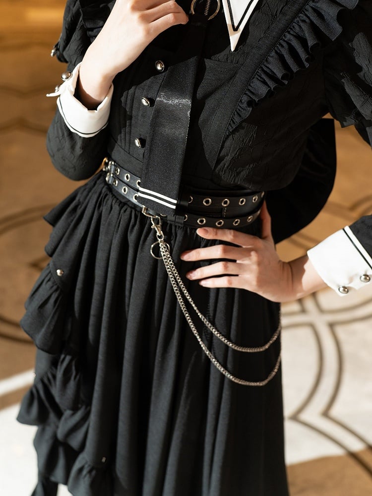 Punk Waistbelt with Chains (Fit for Waist up to 85cm)