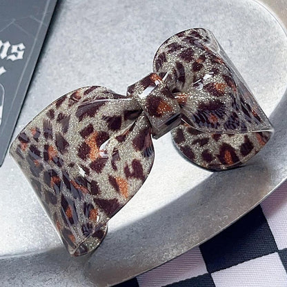 Brown Y2K Leopard Pattern Bowknot Cuff