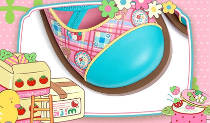 Blue and Pink Round Toe PU Shoes