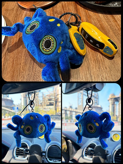 Sapphire Blue Octopus Gothic Plush Key Chain Charm