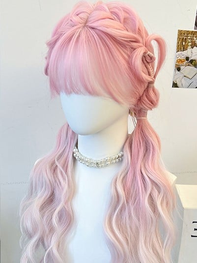 Pink Braided Synthetic Wig With Air Bangs