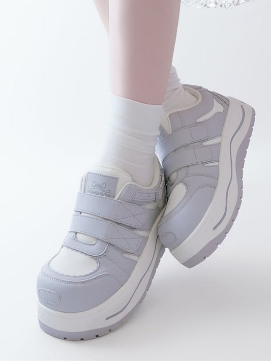 Purple Velcro Strap Closures Platform Sneakers