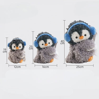 Gray Cute Penguin Plush Backpack/Crossbody Bag + Blue Hat + Sailor Collar Middle/Large Size