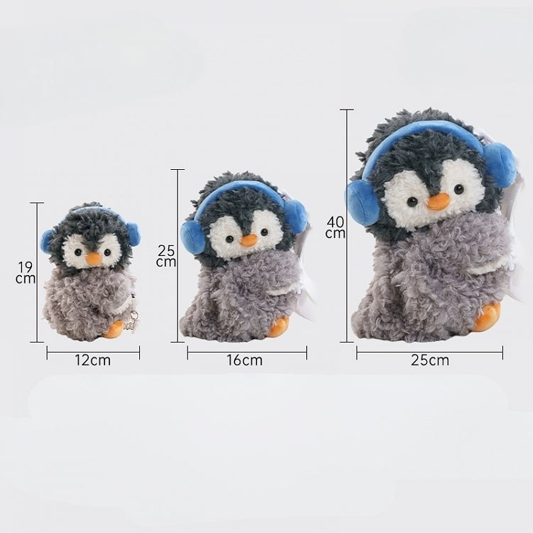 Gray Cute Penguin Plush Backpack/Crossbody Bag + Blue Hat + Sailor Collar Middle/Large Size