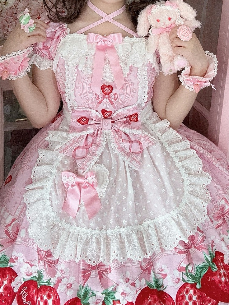 3 Color Options Polka-dot Pattern Heart Applique Lace Trim Apron